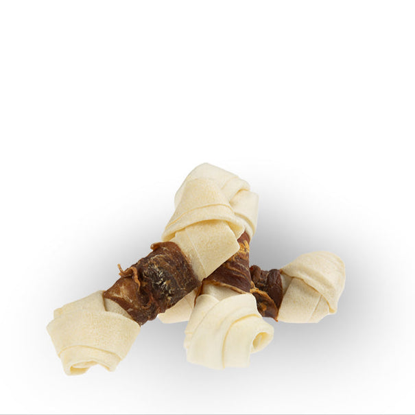 Wit geknoopt bot met eend 10-11cm