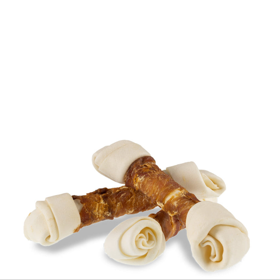 Wit geknoopt bot met eend 20-21cm