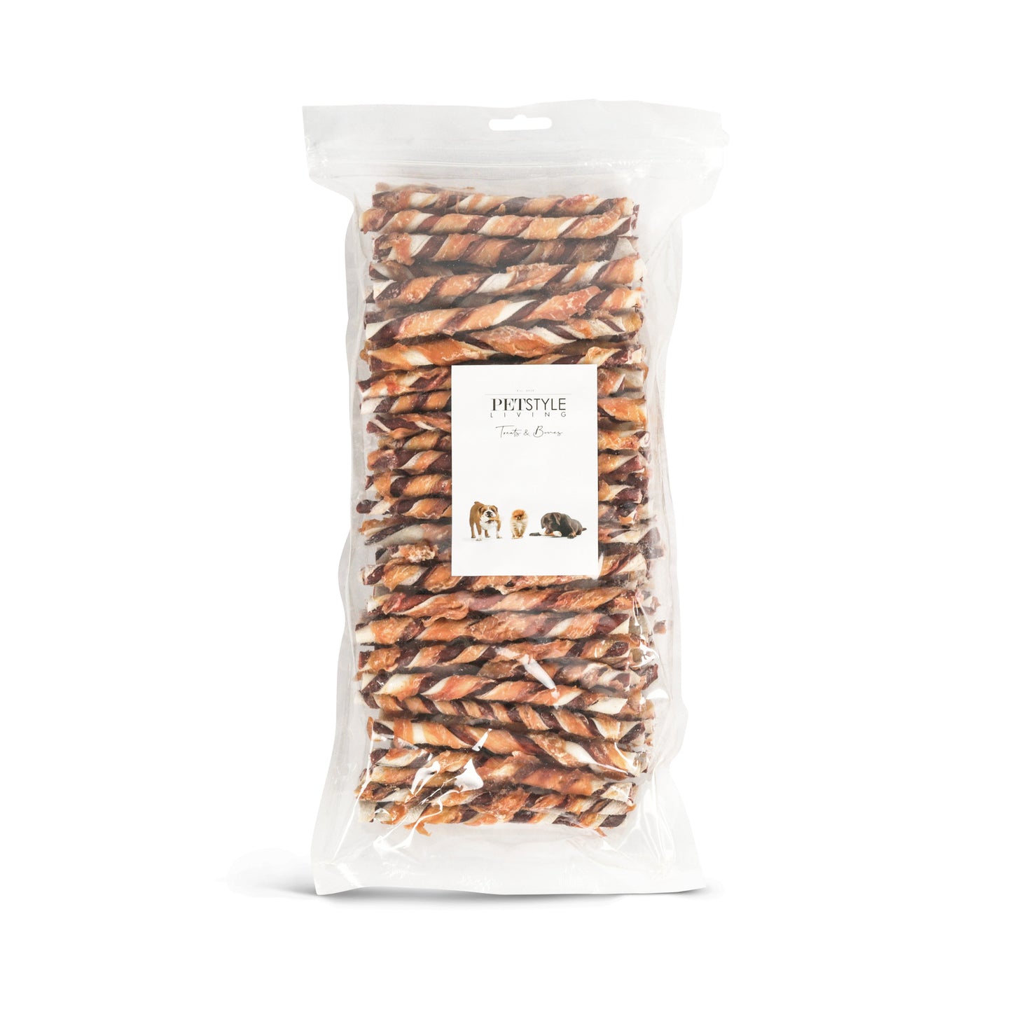 Meerkleurig Gedraaide Sticks met Kip 12.5cm - 100 Stuks