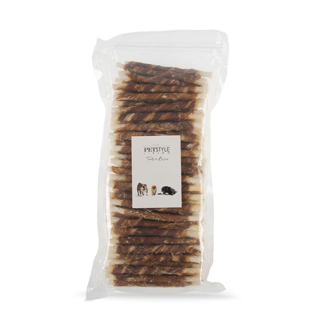 Petstyle Living - Gedraaide Sticks met Eend 12.5cm - 100 Stuks