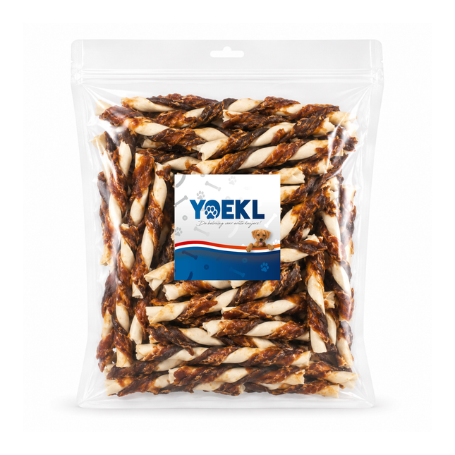 YOEKL - Kauwstaafjes Meerkleurig met Kip & Rund 100 Stuks