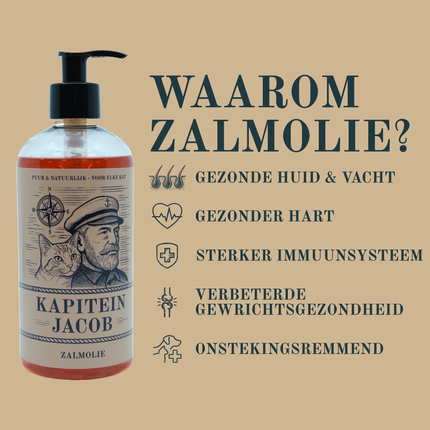 Kapitein Jacob - Zalmolie voor kat - 0,5 liter