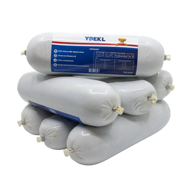 YOEKL – Kipworst voor honden - 7x900 gram
