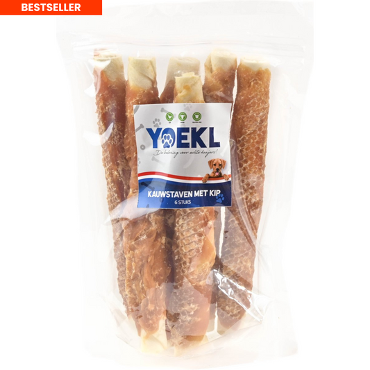 YOEKL Kauwstaven Met Kip 20cm 6 Stuks