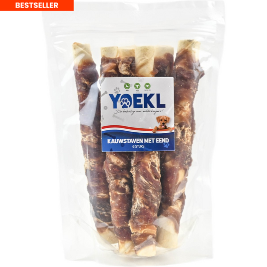 YOEKL Kauwstaven Met Eend 20cm 6 Stuks