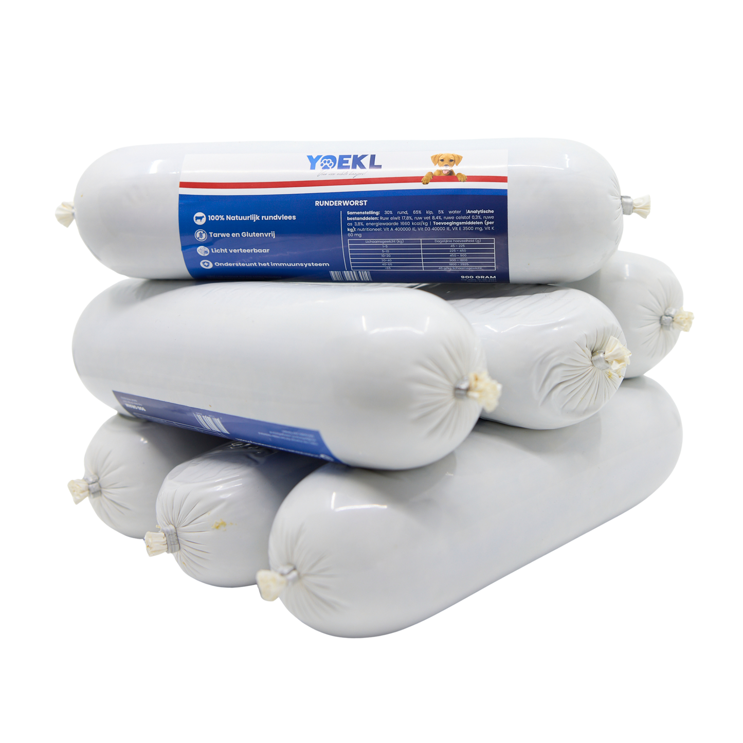 YOEKL – Runderworst voor honden - 7x900 gram