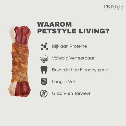 Petstyle Living - Geperste Botten met Kip & Rund Meerkleurig 16cm - 6 Stuks