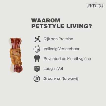 Petstyle Living - Geperste Botten met Kip & Rund Meerkleurig 7.5cm - 20 Stuks