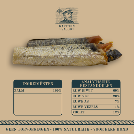 Kapitein Jacob - Gedroogde zalmhuiden met vlees - 750 gram