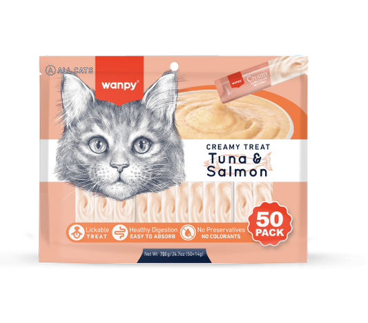 Wanpy - Creamy Lickable Treats - Tonijn & Zalm - 50 Stuks