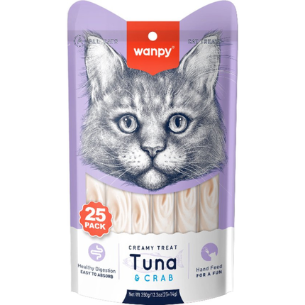 Wanpy - Creamy Lickable Treats - Tonijn & Krab - 25 Stuks