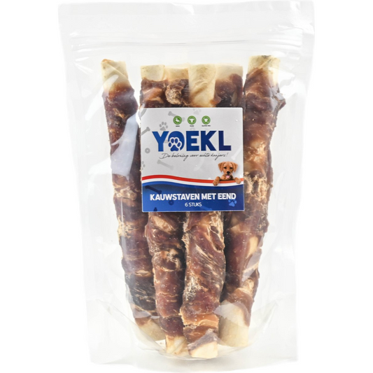 YOEKL - Kauwstaven met Eend 20cm 6 Stuks