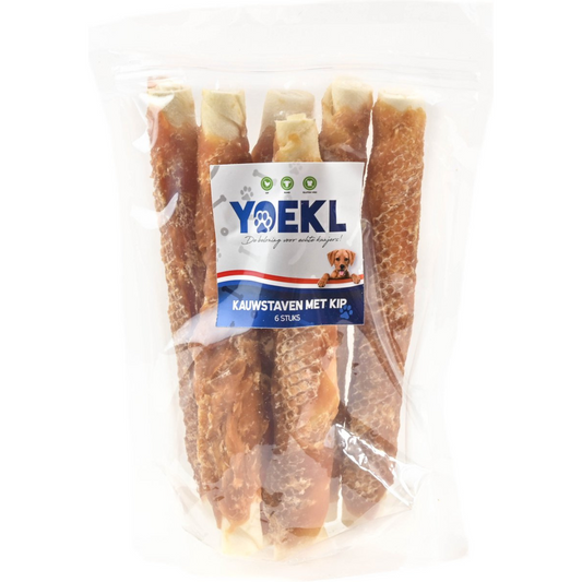 YOEKL - Kauwstaven met Kip 20cm 6 Stuks