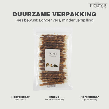 Petstyle Living - Gedraaide Sticks met Eend 12.5cm - 30 Stuks