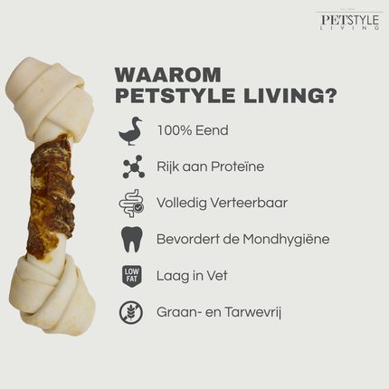 Petstyle Living - Geknoopte Botten met Eend 7.5cm - 25 Stuks