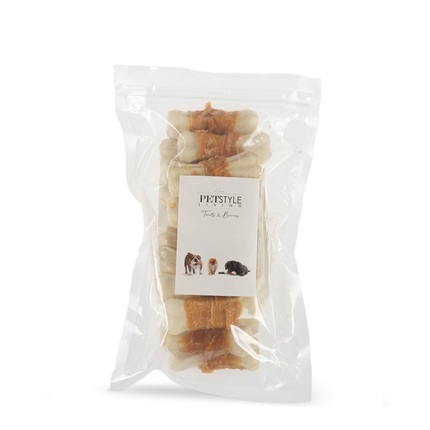 Petstyle Living - Geperste Botten met Kip 10cm - 20 Stuks