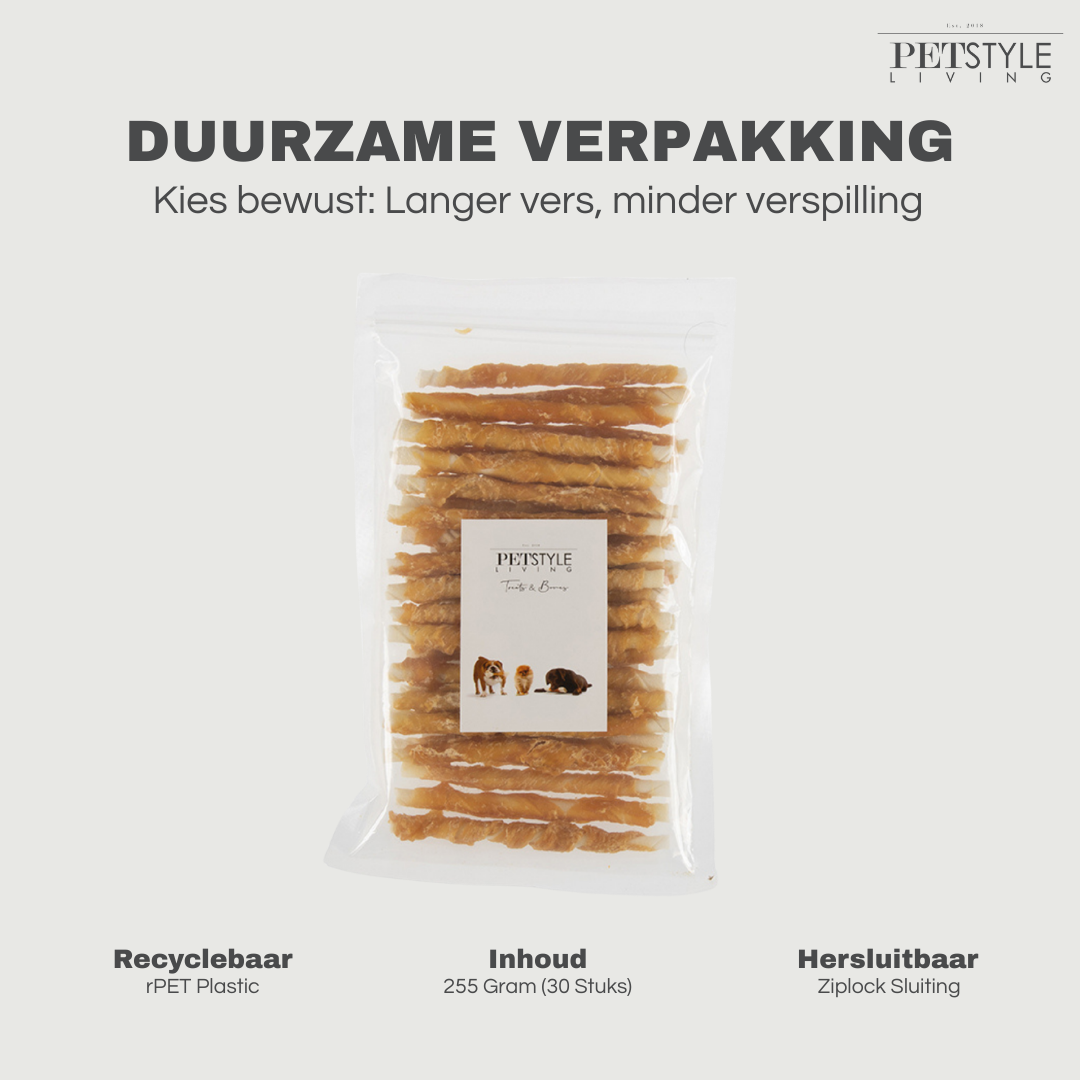 Gedraaide Stick met kip 12.5cm - 30 Stuks