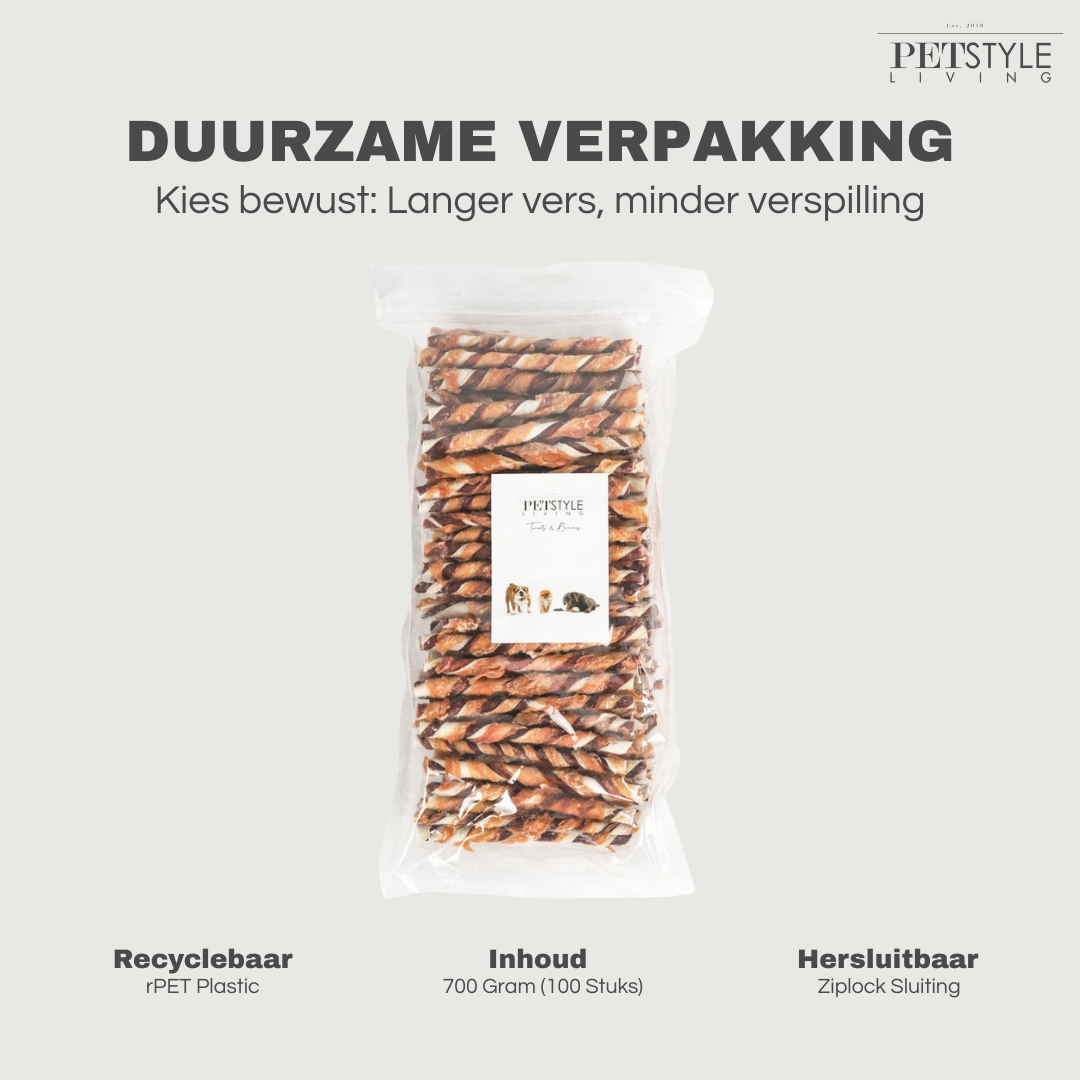 Mehrfarbiger, gedrehter Stab mit Huhn, 12,5 cm, 7/8 mm – pro Karton (15)