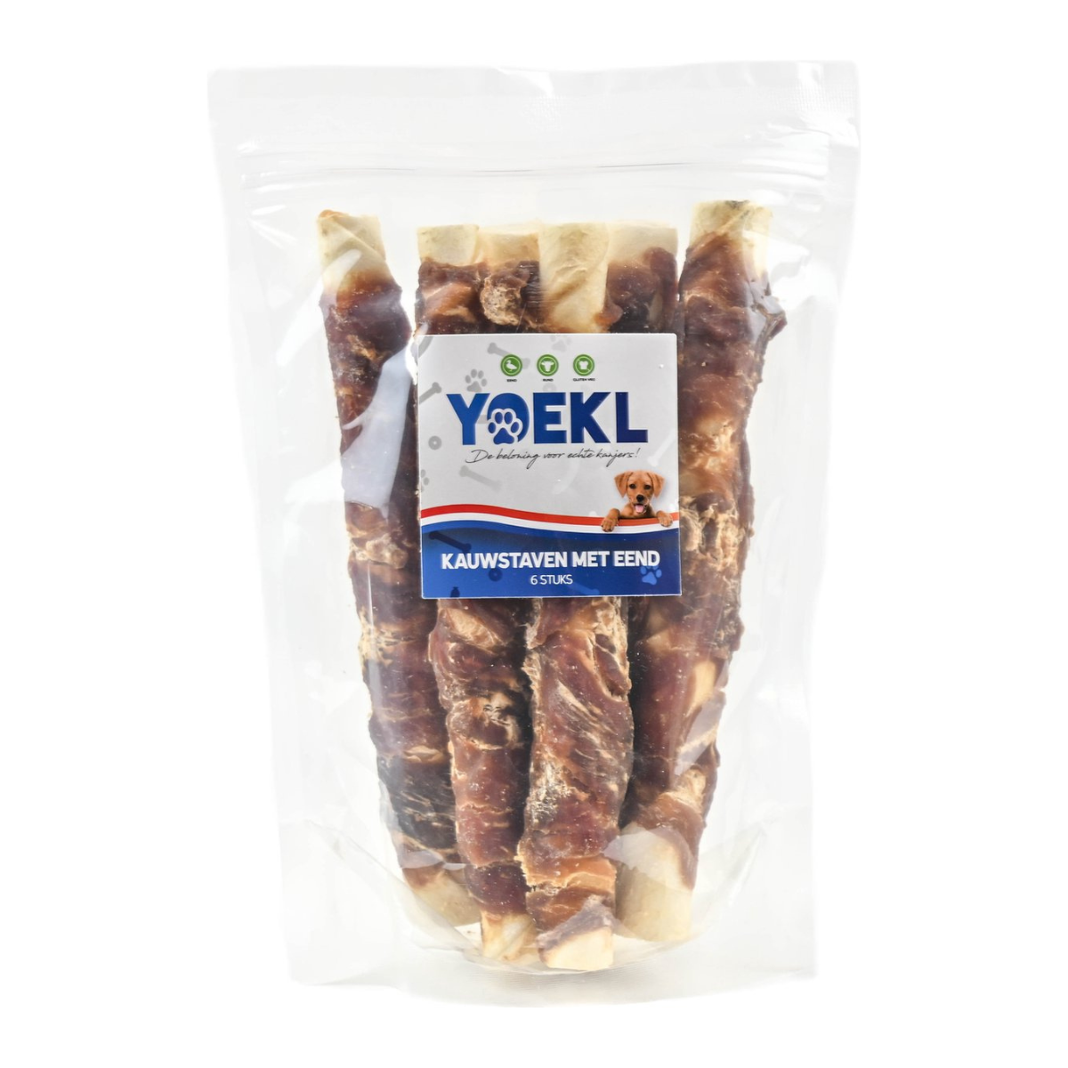 YOEKL - Kauwstaven met Eend 20cm 6 Stuks