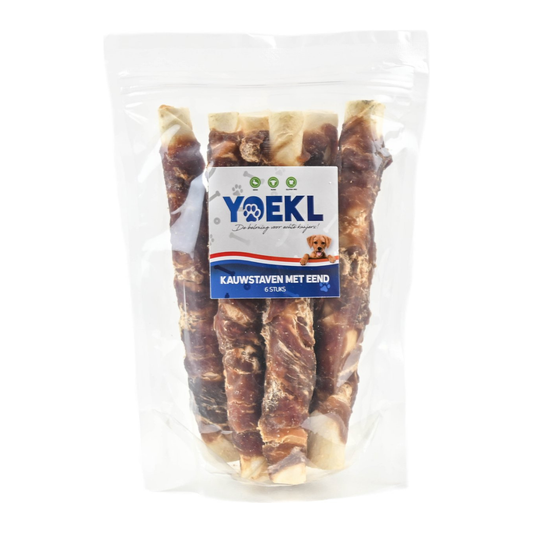 YOEKL - Kauwstaven met Eend 20cm 6 Stuks
