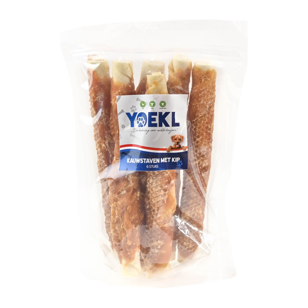 YOEKL - Kauwstaven met Kip 20cm 6 Stuks