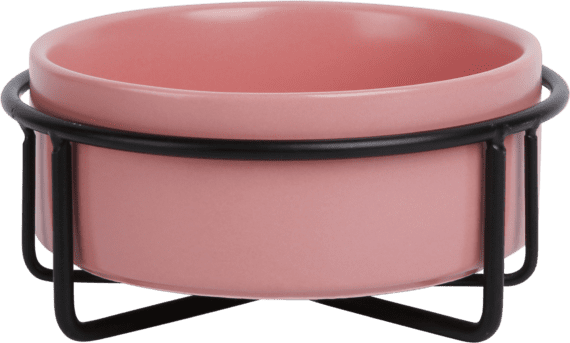 JV BON APPETIT Ceramic pet bowl with metal stand Pink