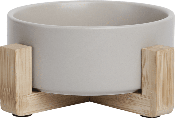 JV BON APPETIT Ceramic pet bowl with bamboo stand Grey